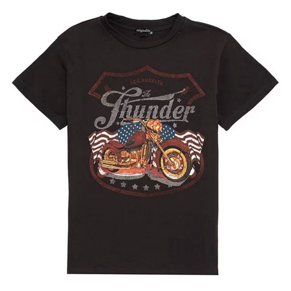 Originality Short-Sleeve Thunder Motorcycle Graphic Cotton Tee Shirt Size M